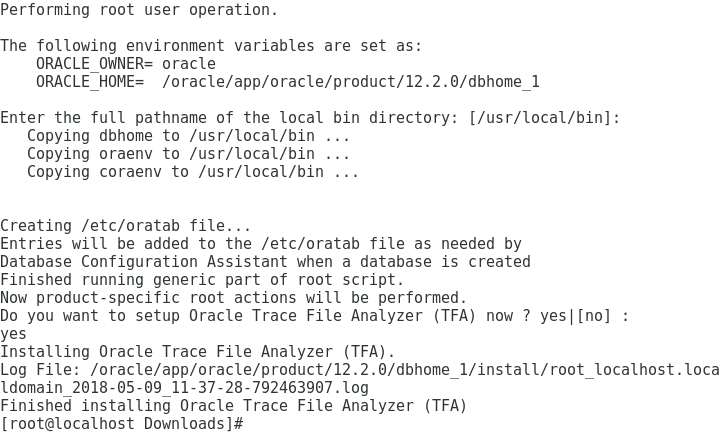 Oracle Database 12c R2 Installation for Ubuntu 19.04 Disco Step 12 of 13