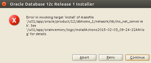 Solving Oracle 12c Database Errors on Ubuntu 16.10 Yakkety - ins_net_server.mk Issue