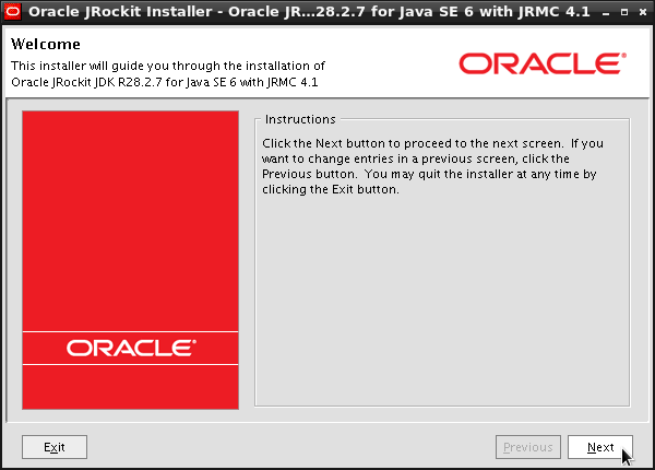 Install Oracle JRockit 1.6 on Fedora with Mission Control - Start Installation