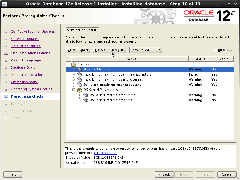 Oracle Database 12c R1 Installation for Ubuntu 14.10 Utopic Step 10 of 13