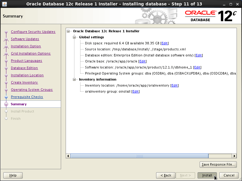 Oracle Database 12c R1 Installation for Ubuntu 14.10 Utopic Step 11 of 13