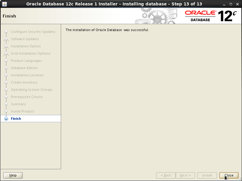 Oracle Database 12c R1 Installation for Linux Mint 17.1 Rebecca LTS Step 13 of 13