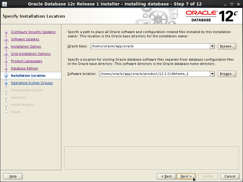 Oracle Database 12c R1 Installation for Ubuntu 14.04 Trusty LTS Step 7 of 13