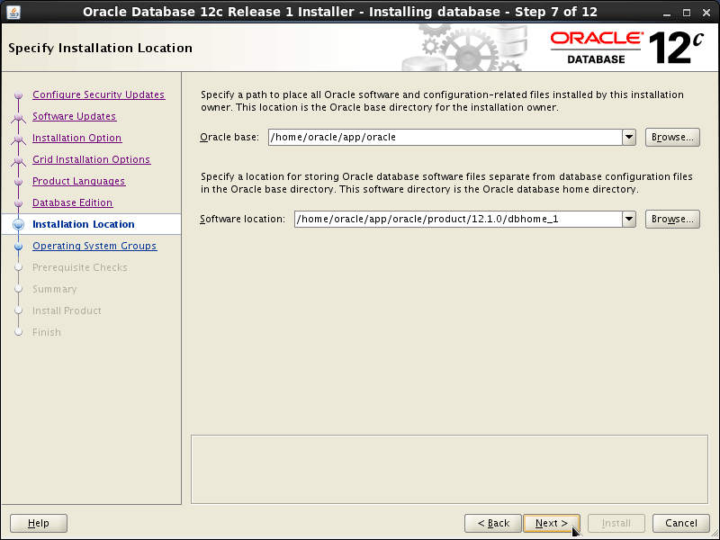Oracle Database 12c R1 Installation for CentOS 6.x Step 7 of 13
