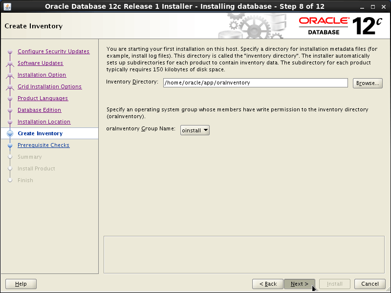 Oracle Database 12c R1 Installation for Ubuntu 14.10 Utopic Step 8 of 13