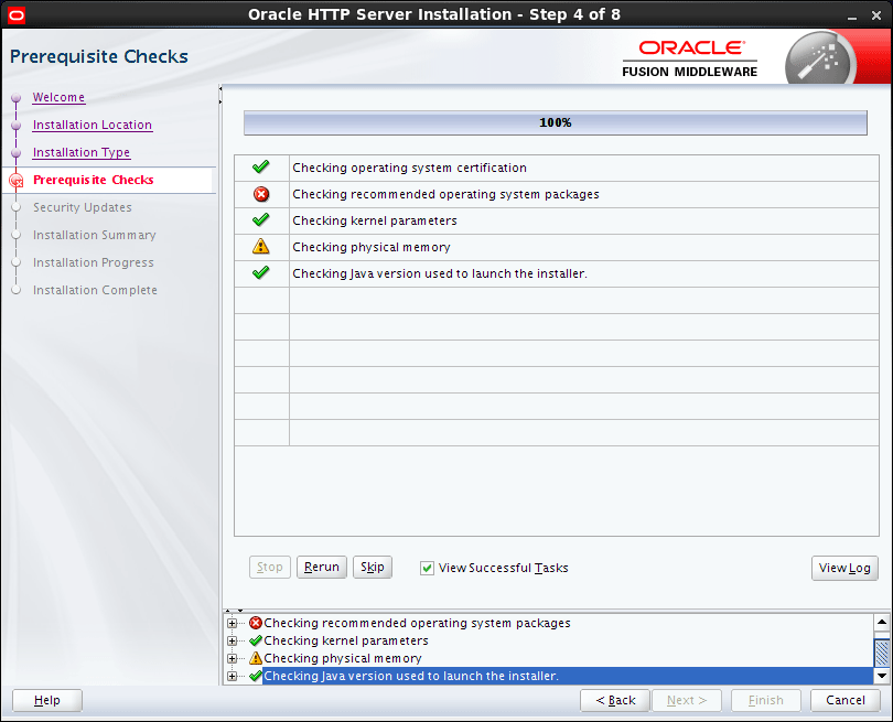 Oracle Fusion Middleware 12c Http Server Installation CentOS - prerequisites check
