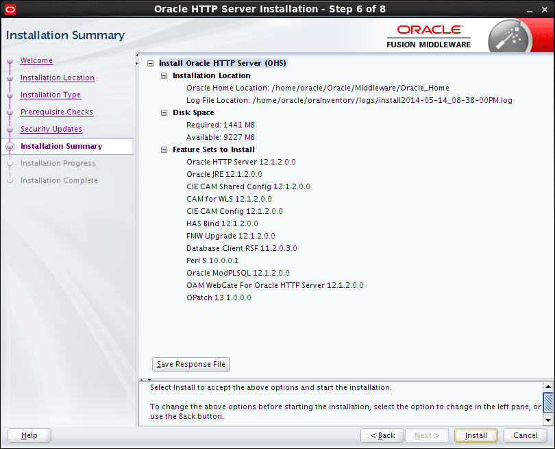 Oracle Fusion Middleware 12c Http Server Installation CentOS - start installation
