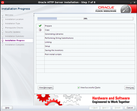 Oracle Fusion Middleware 12c Http Server Installation CentOS - installation progress