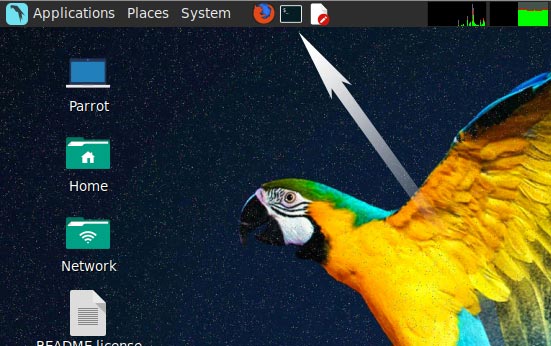 Step-by-step PyCharm Parrot GNU/Linux Installation - Open Terminal Shell Emulator