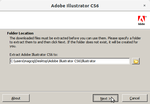 How to Install Adobe Illustrator CS6 in Linux Mint 20.x Ulyana/Ulyssa/Uma/Una LTS - 1 Adobe Illustrator CS6 Installer