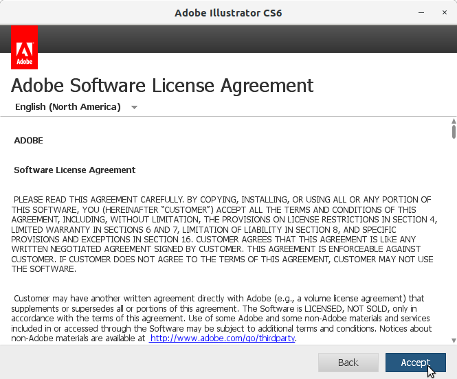 How to Install Adobe Illustrator CS6 in Oracle Linux - 4 Adobe Illustrator CS6 Installer