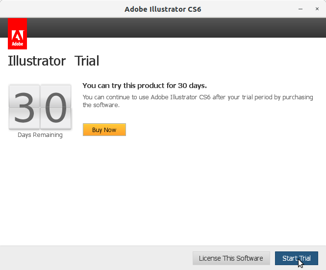 How to Install Adobe Illustrator CS6 in Lubuntu 18.04 Bionic LTS - Start Trial