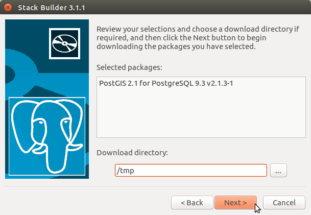 Install PostGIS for Ubuntu 14.04 Trusty LTS - Set Download Directory