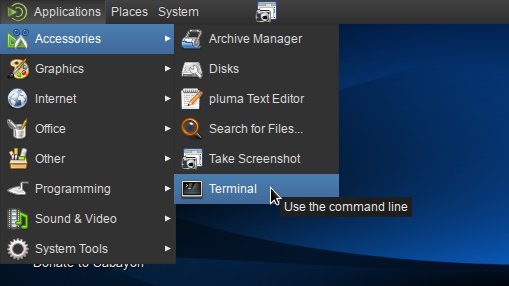 Linux Sabayon 11 Mate Open Terminal