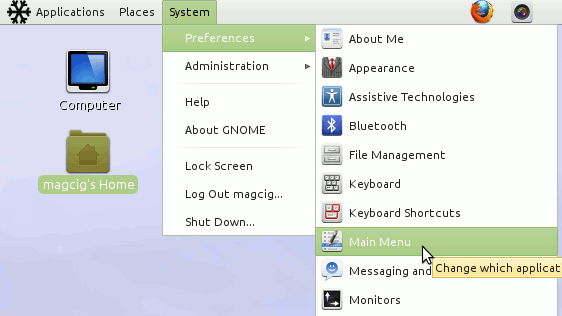 Snow Linux 3 Crystal GNOME Edit Main Menu
