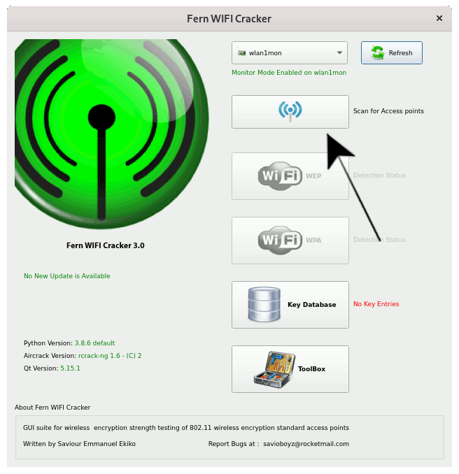 Fern Getting Started Guide on Kali - scan access points