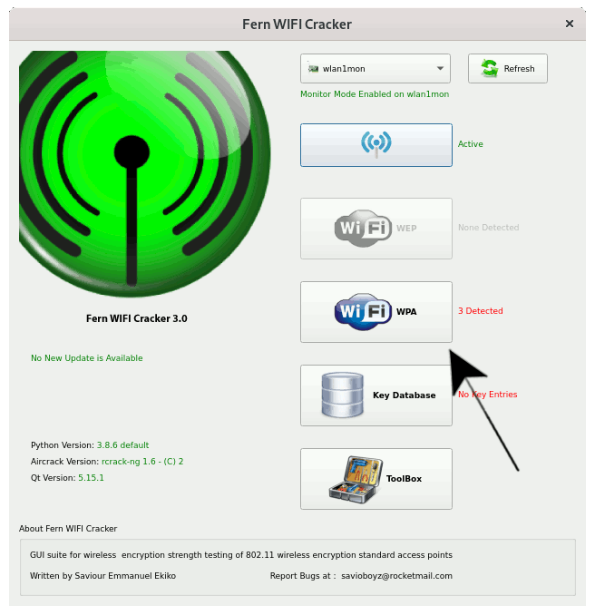 Fern Getting Started Guide on Kali - wpa/wep access points