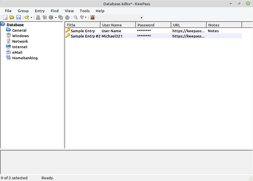 GNU/Linux KeePass 2 Getting Started Visual Guide - Entries