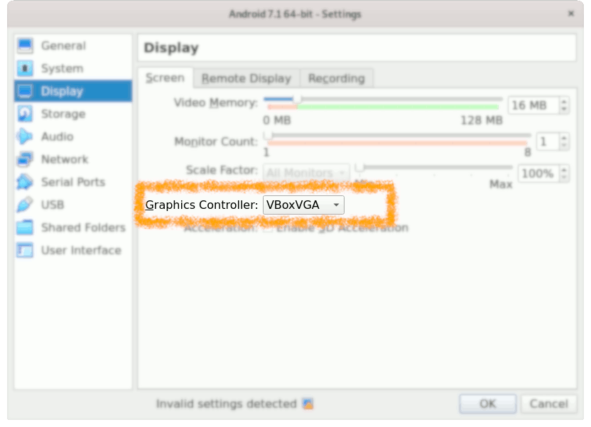 How to Install Android 8.1 VirtualBox Virtual Machine - VirtualBox Video Controller VGA