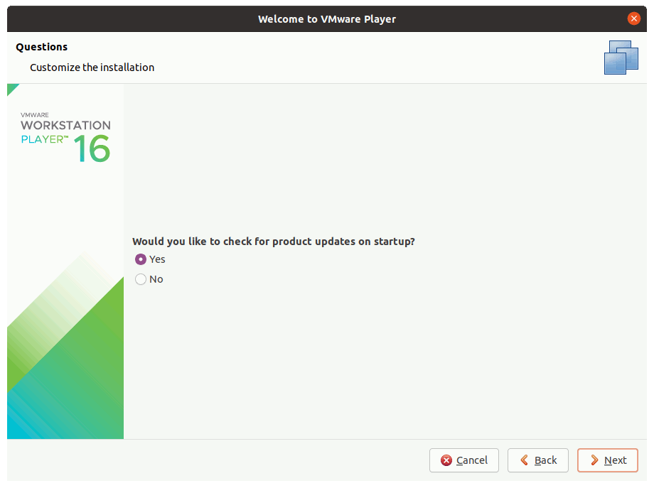 VMware Workstation 16 Player openSUSE Installation - Updates
