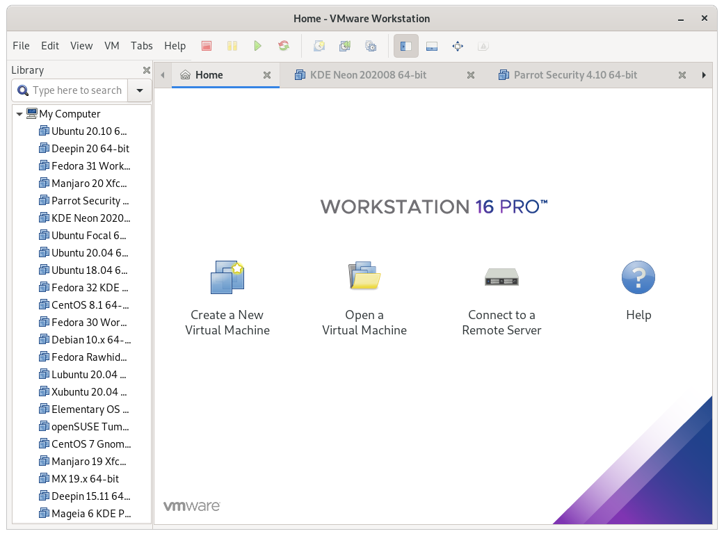 VMware Workstation Pro 16 Fedora 36 Installation - GUI