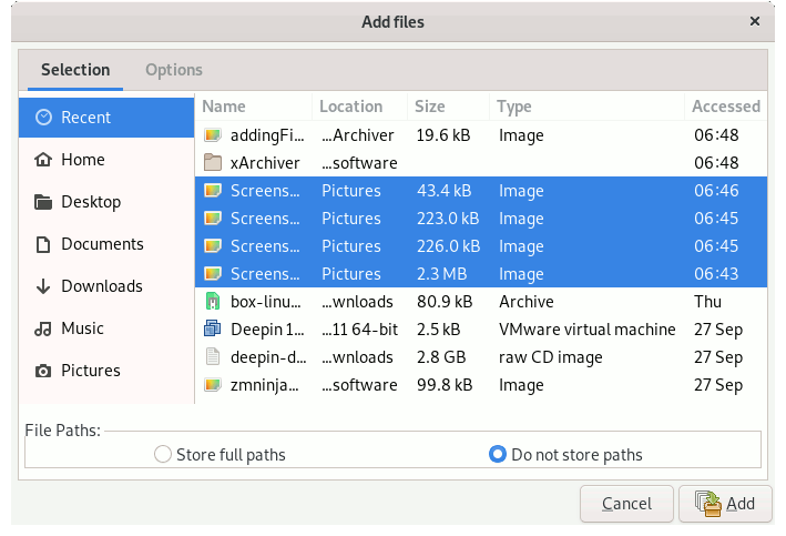 How to Create RAR File with GUI on GNU/Linux Desktops - Choosing Files