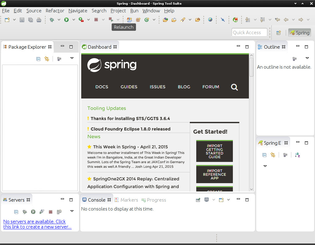 Spring Development Quick Start on Linux - Pitoval tc Spring Tool Suite UI
