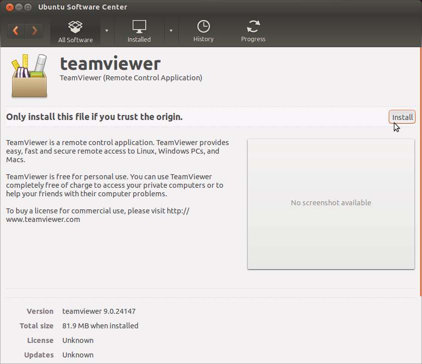 Install TeamViewer for Ubuntu 16.10 Yakkety - Installing by Package Manager 1