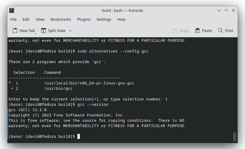 Step-by-step GCC 13.2 Fedora 39 Installation Guide - alternatives GCC