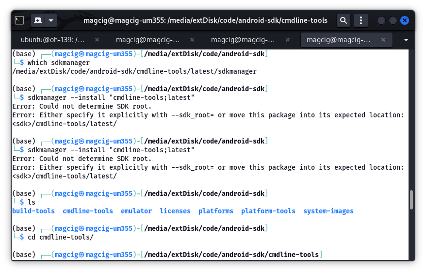 Terminal Flutter Android sdkmanager not found