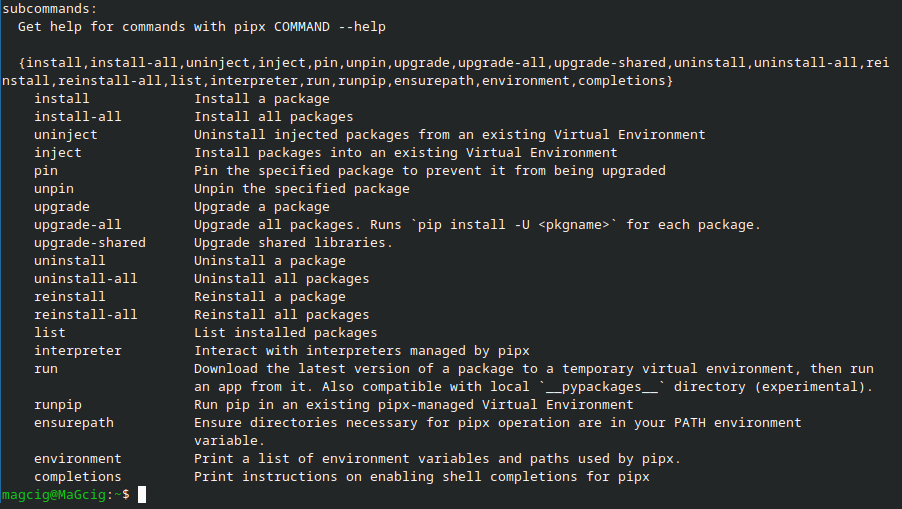 - Terminal output