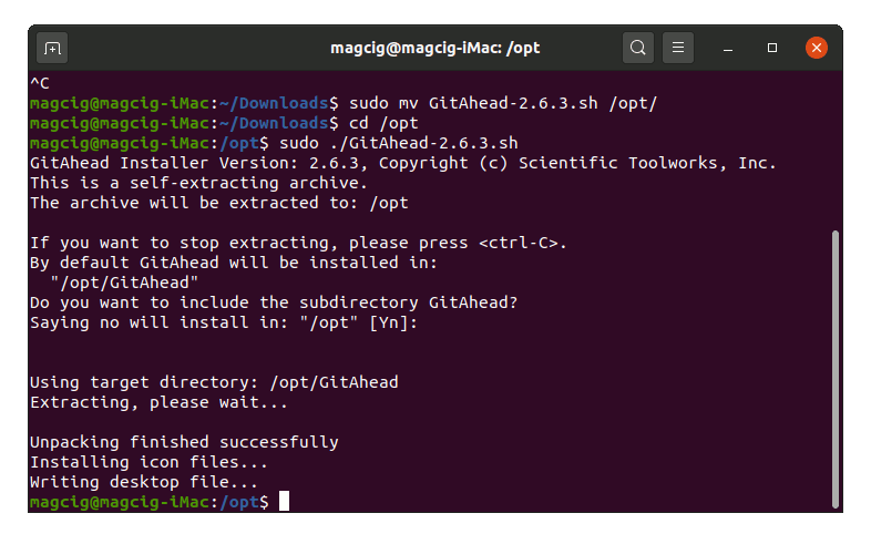 Step-by-step GitAhead Mageia 7 Installation Guide - Terminal Output