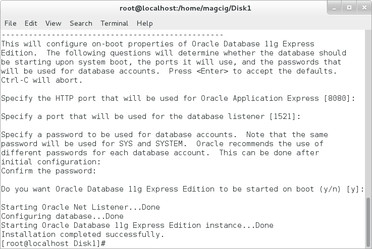 CentOS 7 Oracle 11g Express Database Installation - Post Installation Setup