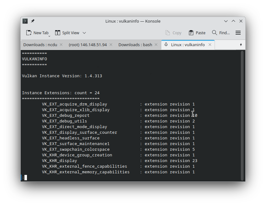 Vulkan Info Output on Arch Linux