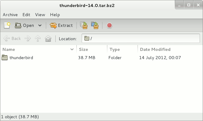 Linux GNOME3 Desktop Extract Thuderbird