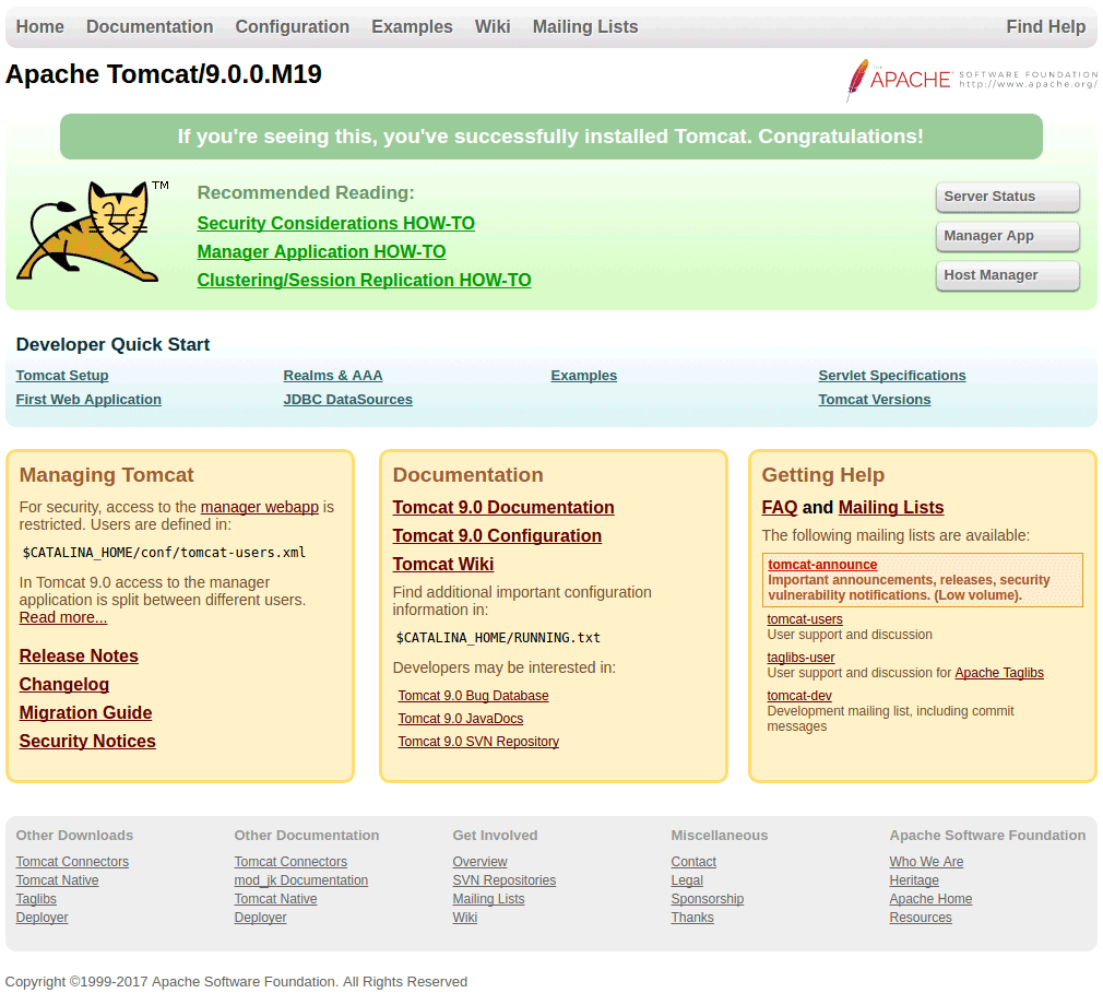 How to Install Tomcat 9 Fedora 30 - Tomcat 9 Admin Backend on Browser