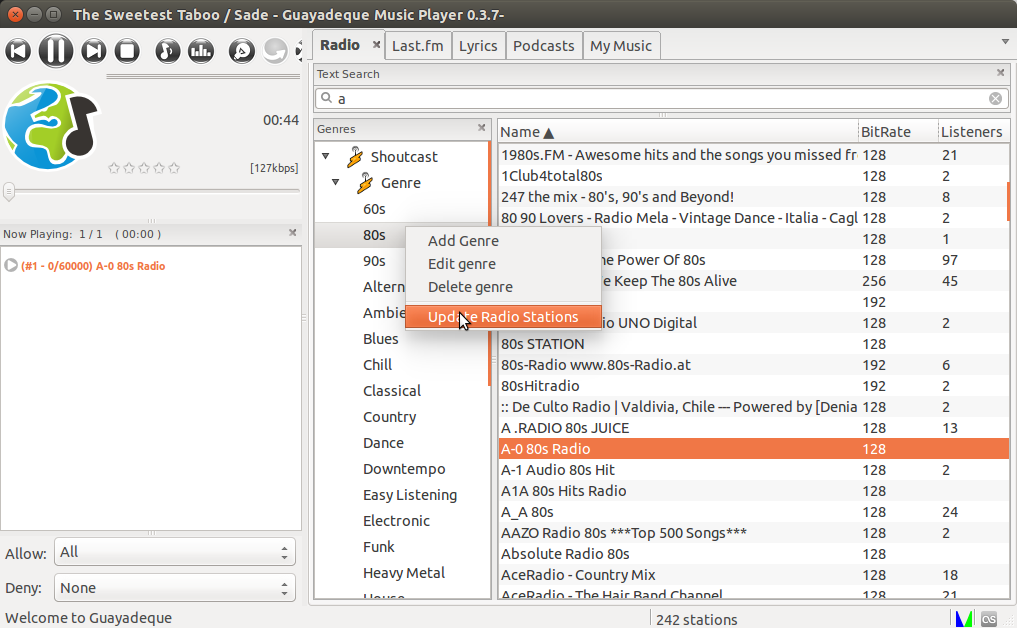 Guayadeque Music Player Quick Start for Ubuntu 15.10 Wily - Guayadeque on Ubuntu Desktop