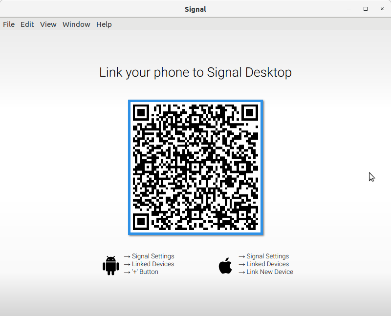 How to Install Signal App in Gentoo - QR code