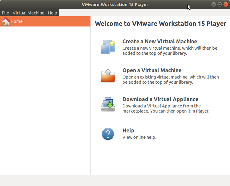 Fedora 28 Linux Install VMware Workstation 15 Player - VMware Workstation Player 15 GUI