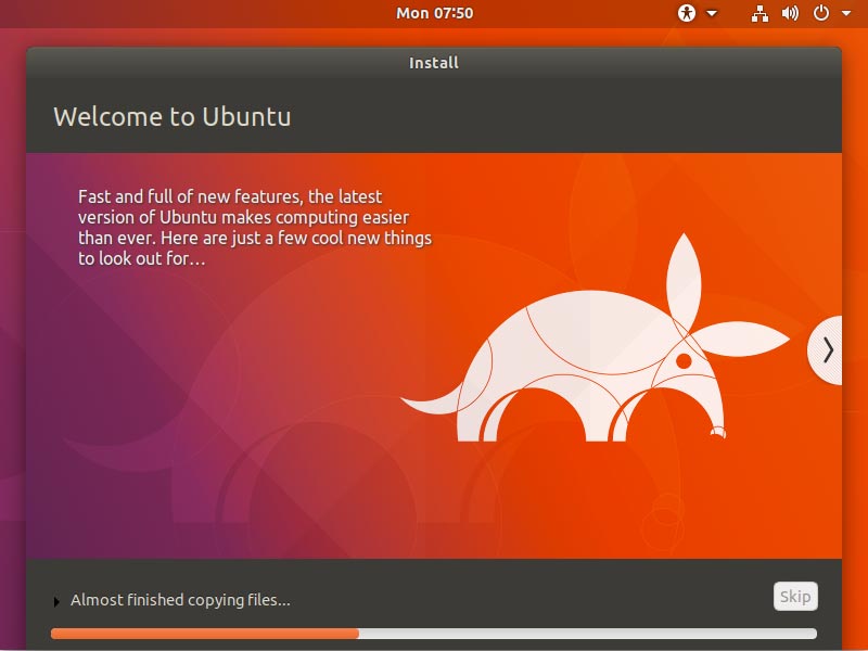 VMware Fusion 8 Install Ubuntu 17.10 Artful - Installing