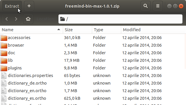 How to Install FreeMind on Linux Mint 18 - Extracting