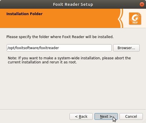 How to Install Foxit Reader on Linux Mint 20.x Ulyana/Ulyssa/Uma/Una - Installation Folder