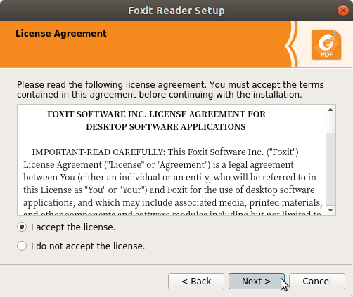 How to Install Foxit Reader on openSUSE 15 Leap Linux - License
