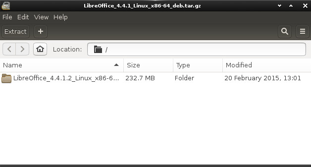 Latest LibreOffice Installation on Elementary OS Linux - Extraction