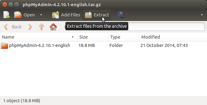 phpMyAdmin Quick Start on Ubuntu 15.04 Vivid - Archive Extraction
