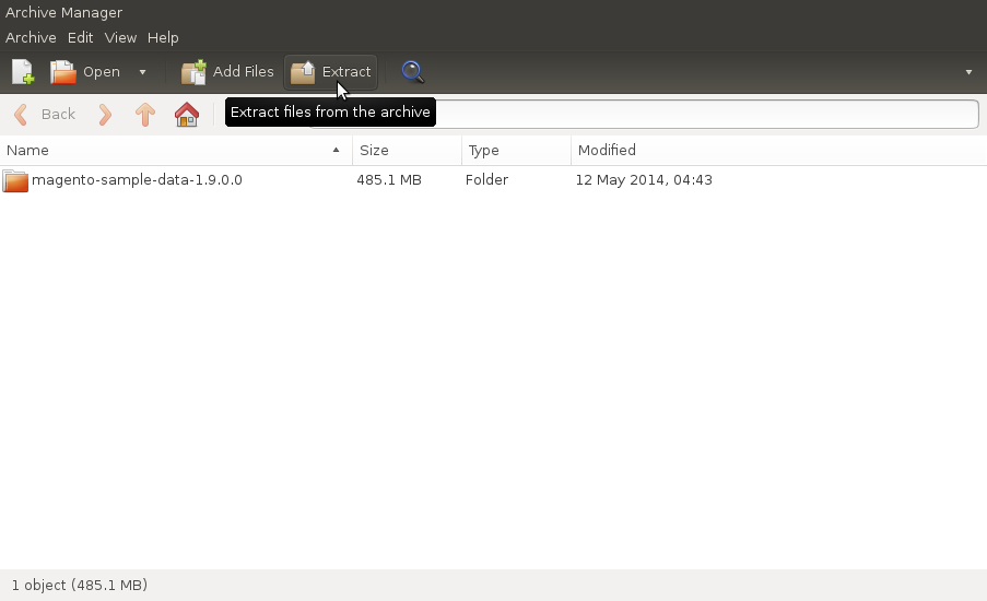 Installing Magento 1.9 Sample Data on Linux Mint - Extraction