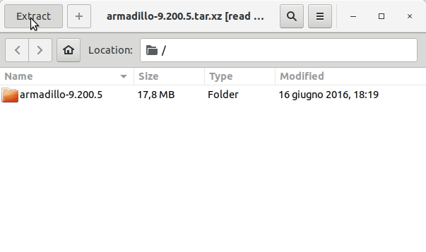 How to Install Armadillo on Linux Mint 19.x Tara/Tessa/Tina/Tricia - Extracting