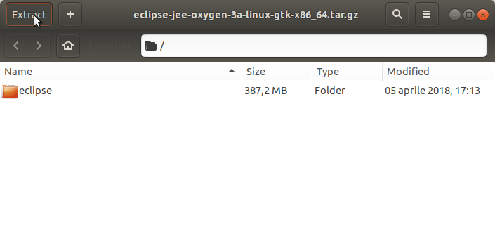 How to Install Eclipse Java on Xubuntu 18.04 Bionic LTS - Extracting