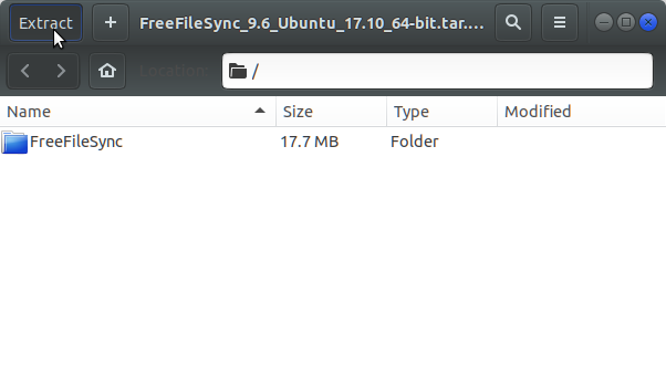 How to Install FreeFileSync on Kubuntu 17.04 Zesty GNU/Linux - Extracting