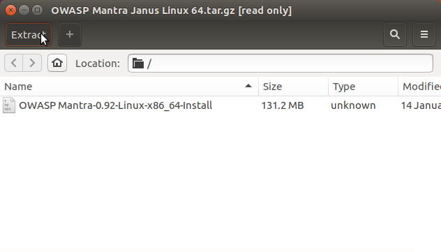 How to Quick Start OWASP Mantra Linux Mint 18 - Archive Extraction